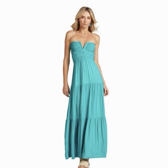 maxi denim dresses Denim Tiered Button Down Maxi Dress Small